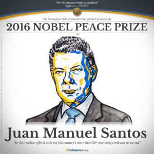 Pace in Colombia: il premio Nobel per la Pace 2016 al presidente Juan Manuel Santos