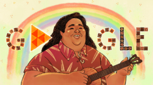 Israel Kamakawiwoʻole suona Over the rainbow con il suo ukulele, nel Doodle animato del 20 maggio 2020