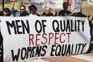 Un momento di una manifestazione a favore dei diritti delle donne a Los Angeles